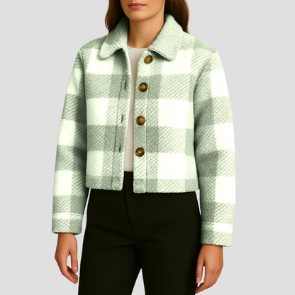 VogeLuxe | Women’s Cropped Plaid Button Shacket 5
