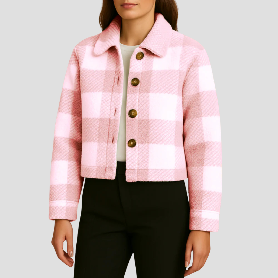 VogeLuxe | Women’s Cropped Plaid Button Shacket 6
