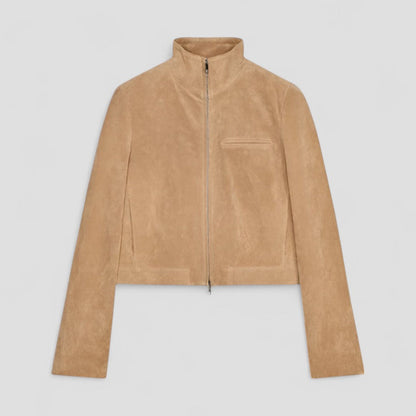 VogeLuxe | Women’s Cropped Suede Jacket with Mock Neck 5