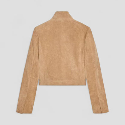VogeLuxe | Women’s Cropped Suede Jacket with Mock Neck 6