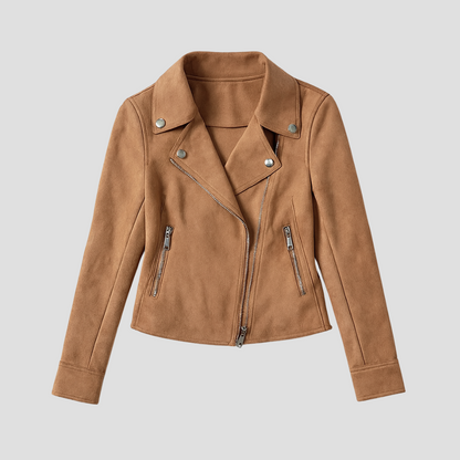 VogeLuxe | Women’s Cropped Suede Moto Jacket 1