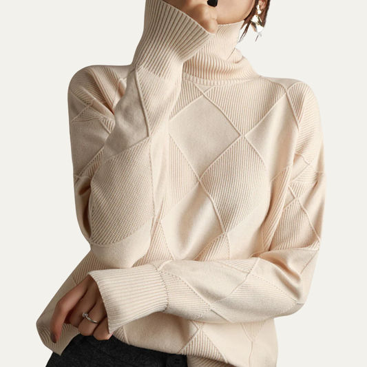 VogeLuxe | Women’s Diamond-Knit Turtleneck Sweater 0