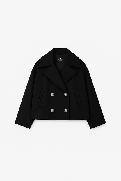 VogeLuxe | Women’s Double-Breasted Cropped Peacoat 2
