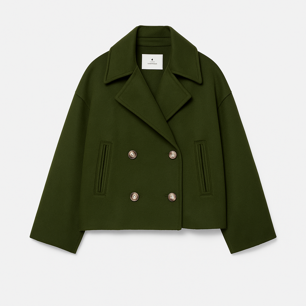 VogeLuxe | Women’s Double-Breasted Cropped Peacoat 3