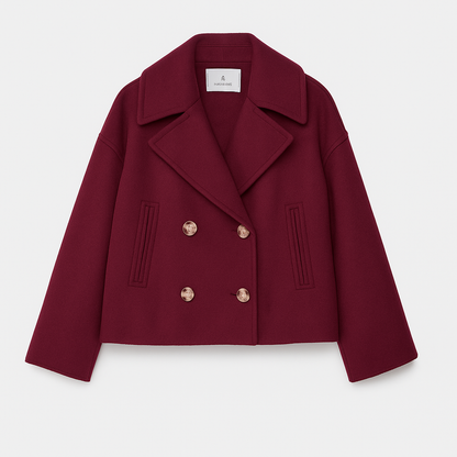 VogeLuxe | Women’s Double-Breasted Cropped Peacoat 4