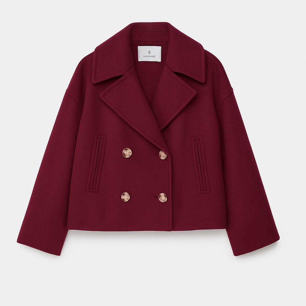 VogeLuxe | Women’s Double-Breasted Cropped Peacoat 4
