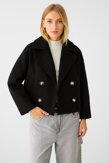 VogeLuxe | Women’s Double-Breasted Cropped Peacoat 8