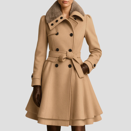 VogeLuxe | Women’s Double-Breasted Flared Coat 0