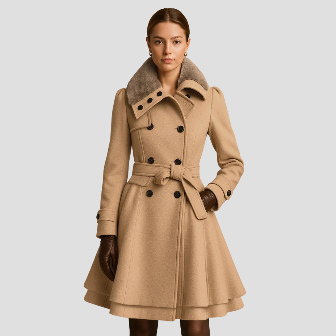 VogeLuxe | Women’s Double-Breasted Flared Coat 2