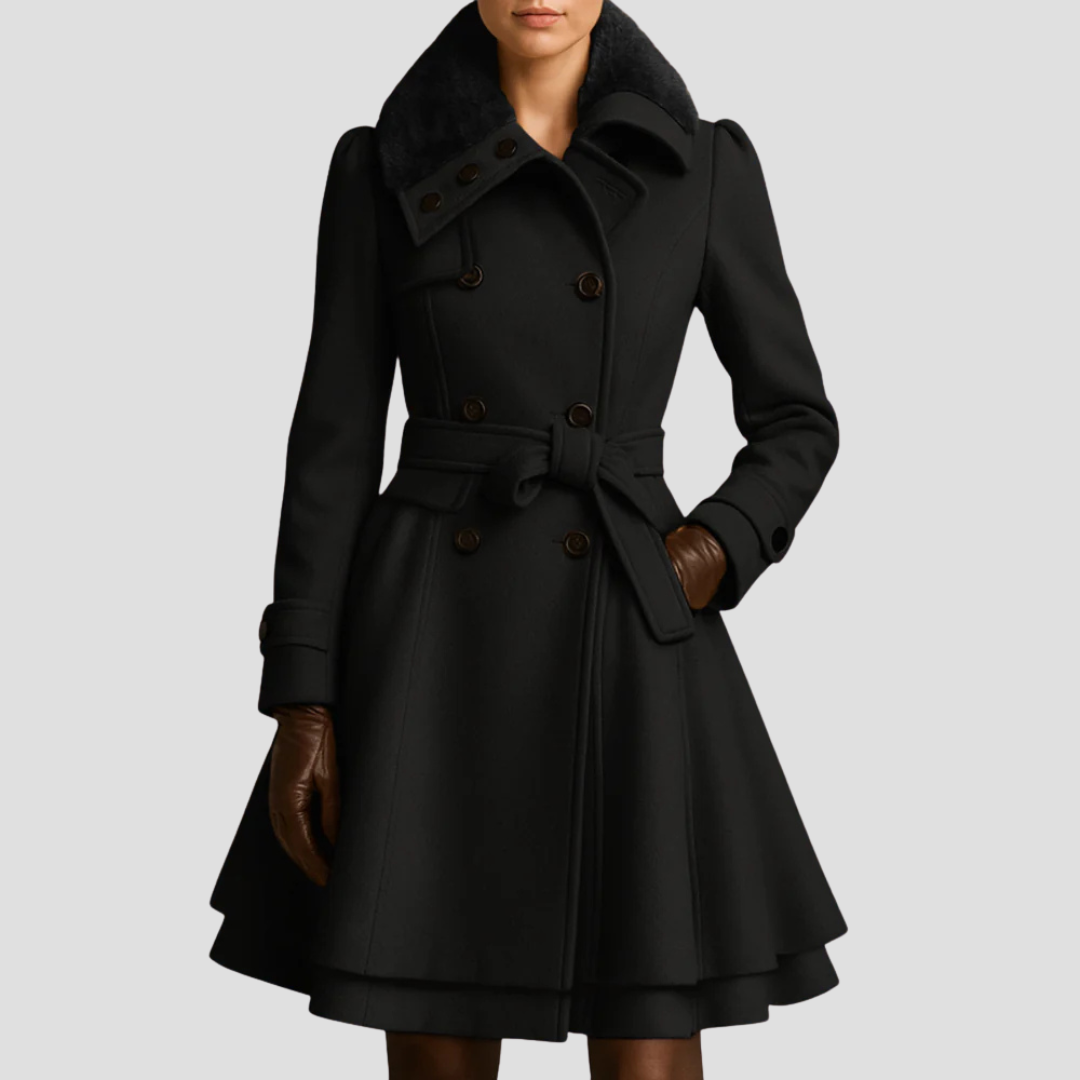 VogeLuxe | Women’s Double-Breasted Flared Coat 6