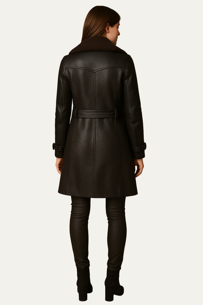 VogeLuxe | Women’s Double-Breasted Shearling Collar Coat 2