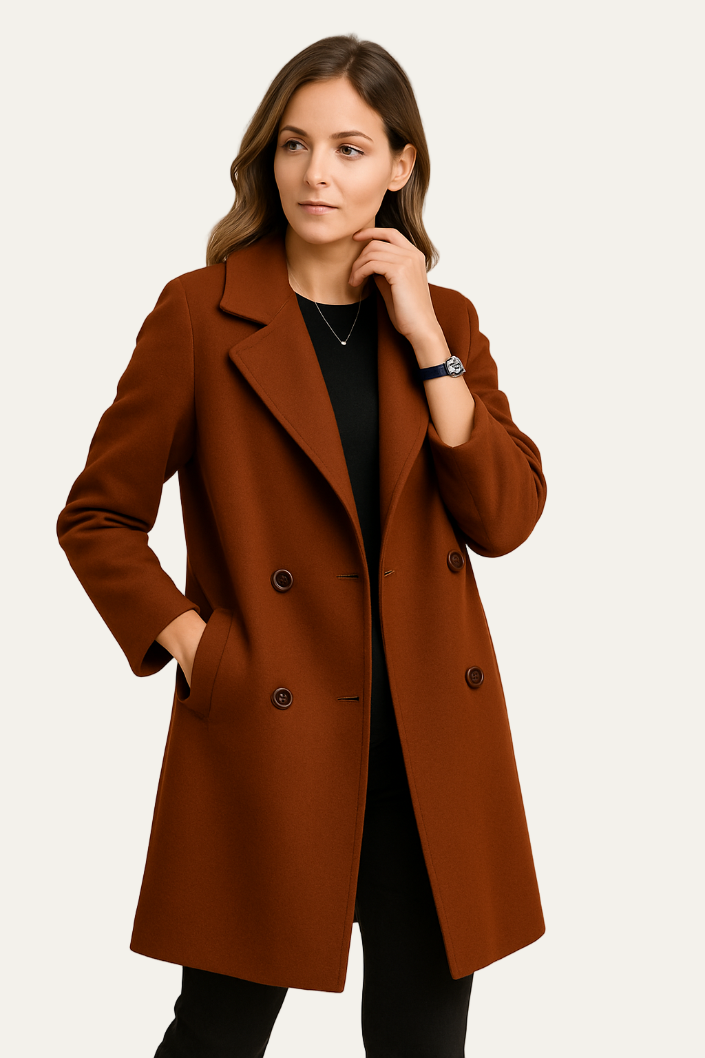 VogeLuxe | Women's Double-Breasted Wool Coat 1