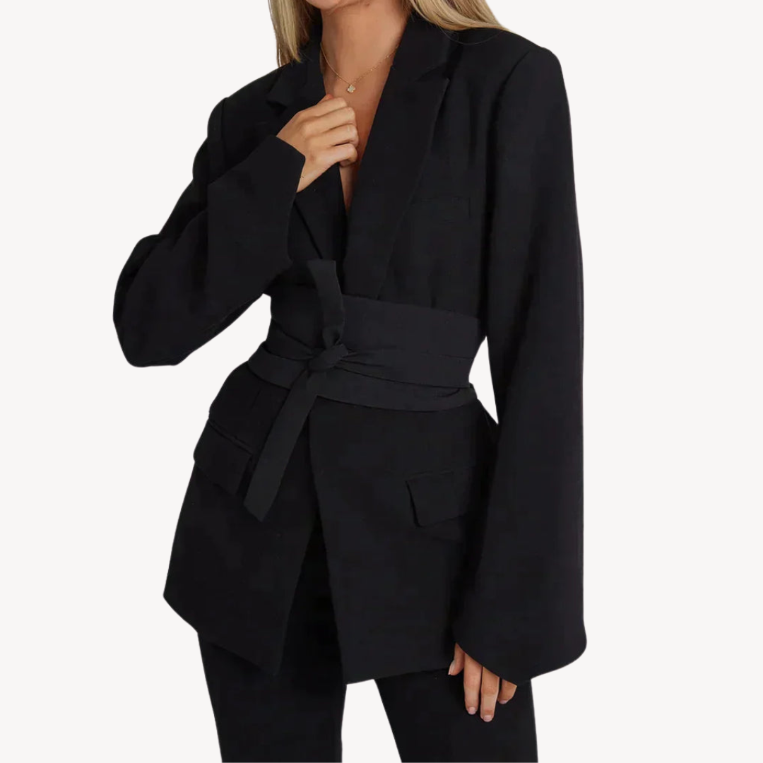 VogeLuxe | Women’s Elegant Belted Blazer Dress 0