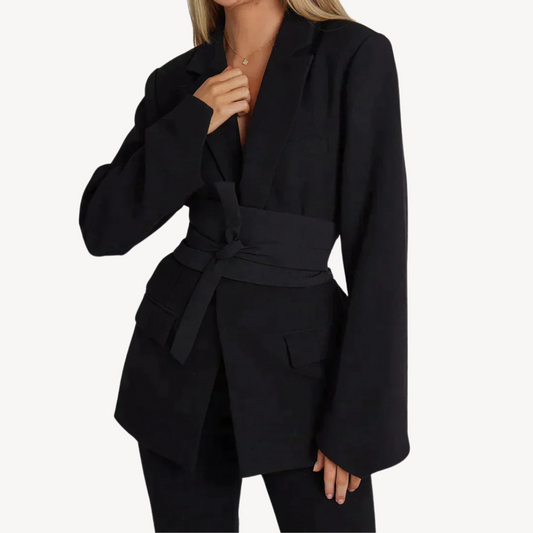 VogeLuxe | Women’s Elegant Belted Blazer Dress 0