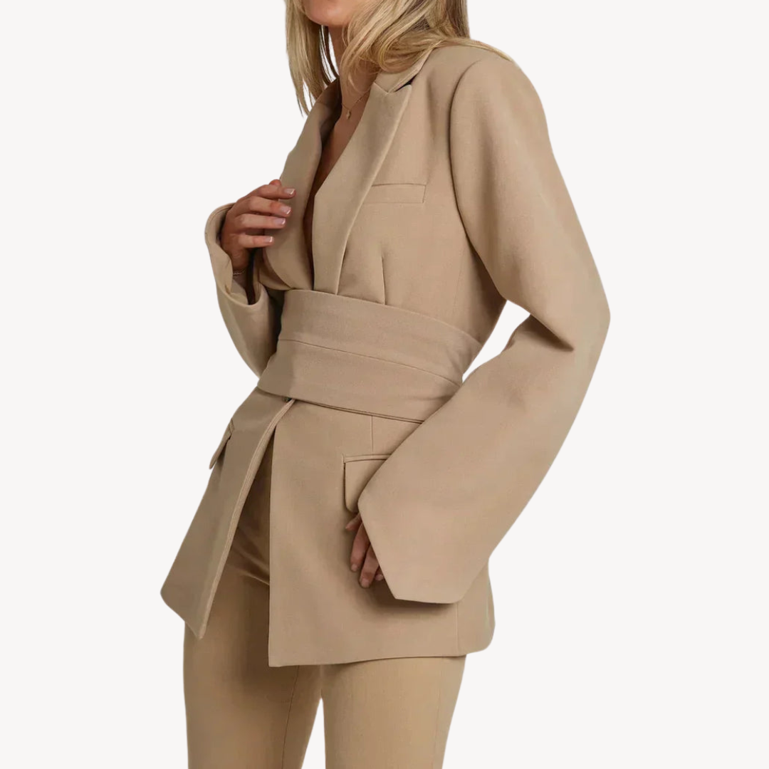 VogeLuxe | Women’s Elegant Belted Blazer Dress 3