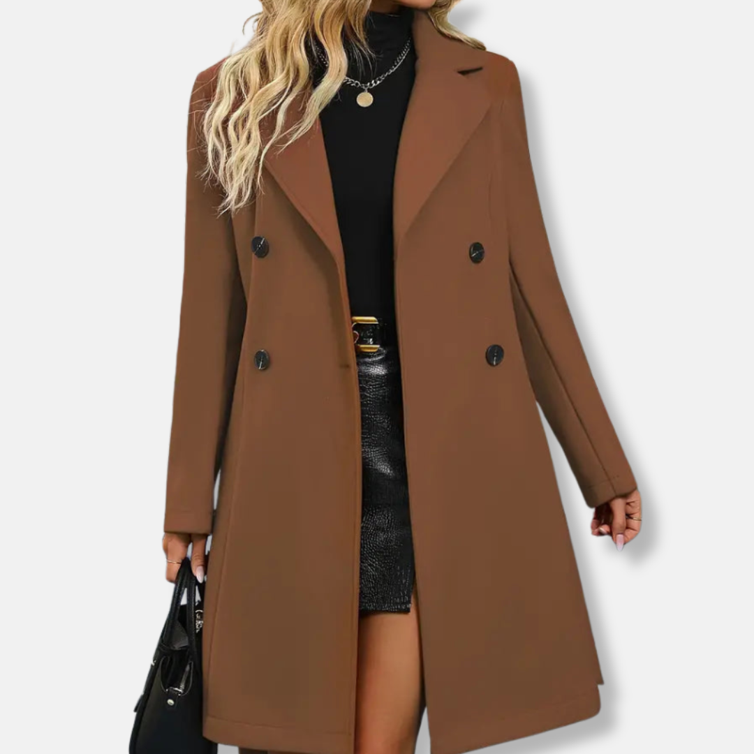 VogeLuxe | Women’s Elegant Belted Double-Breasted Coat 6