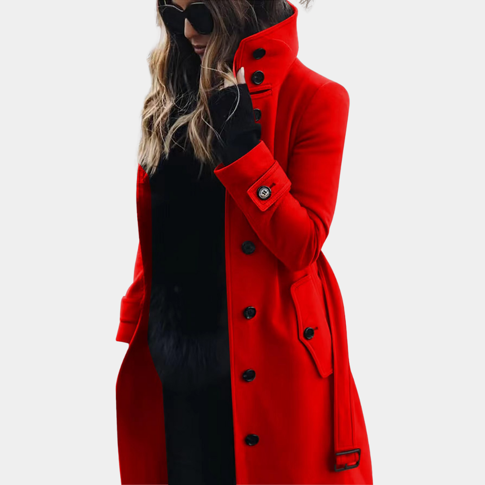 VogeLuxe | Women’s Elegant Belted Funnel Trench Coat 2
