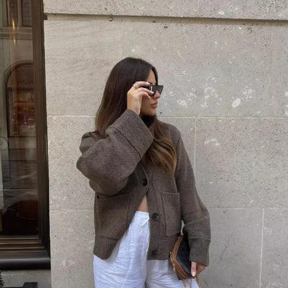 VogeLuxe | Women’s Elegant Cropped Knit Cardigan 5