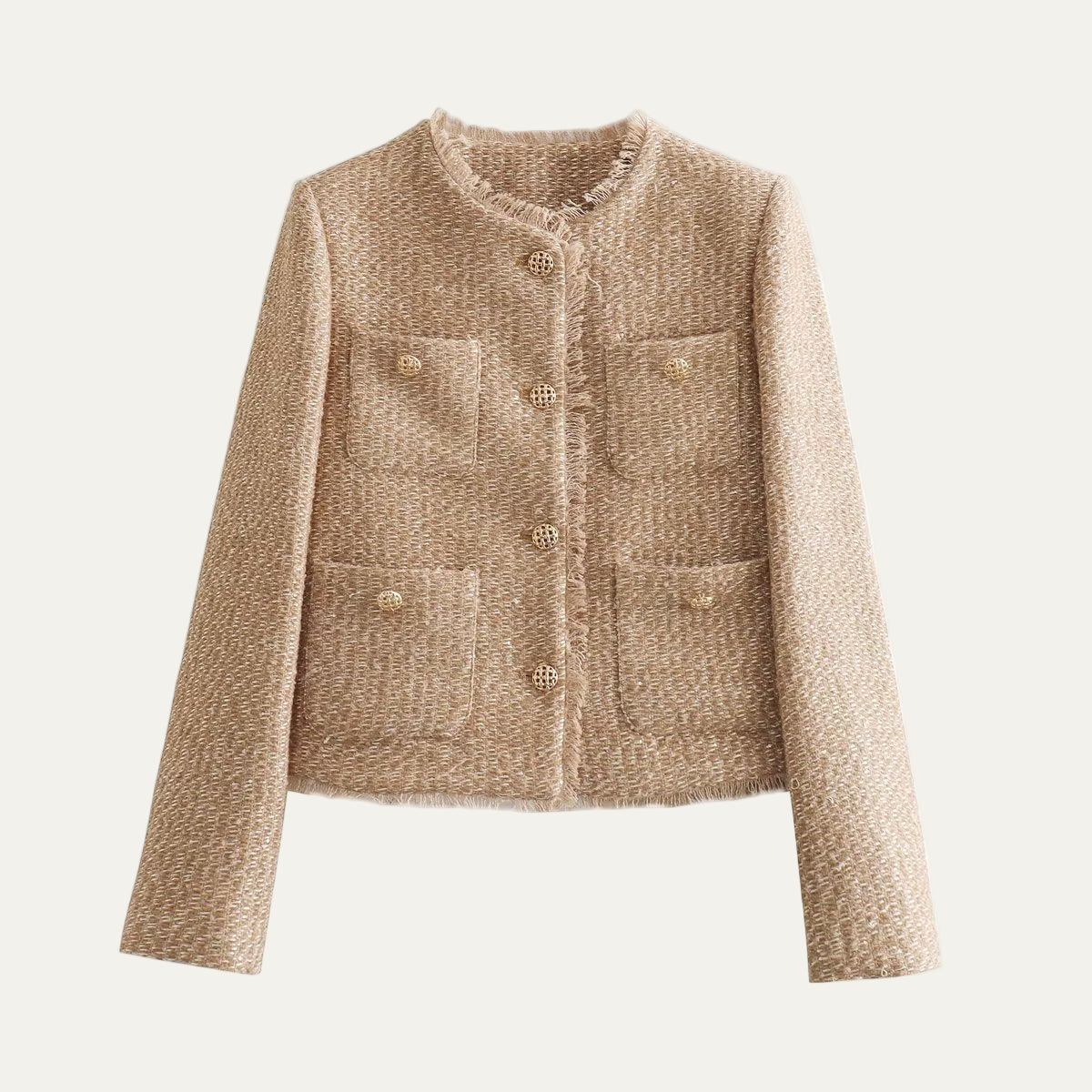 VogeLuxe | Women’s Elegant Cropped Tweed Jacket 0