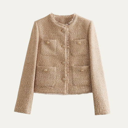 VogeLuxe | Women’s Elegant Cropped Tweed Jacket 0