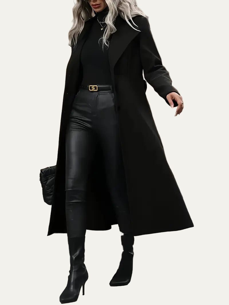 VogeLuxe | Women’s Elegant Flared Longline Coat 4