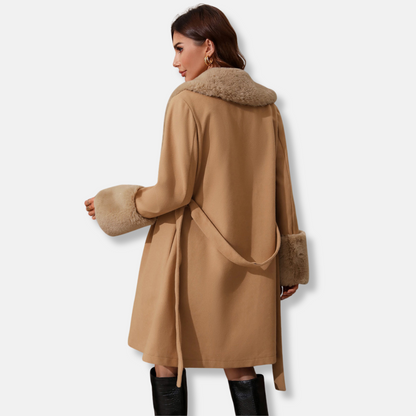 VogeLuxe | Women’s Elegant Fur-Trim Trench Coat 2