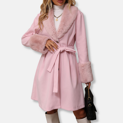 VogeLuxe | Women’s Elegant Fur-Trim Trench Coat 3