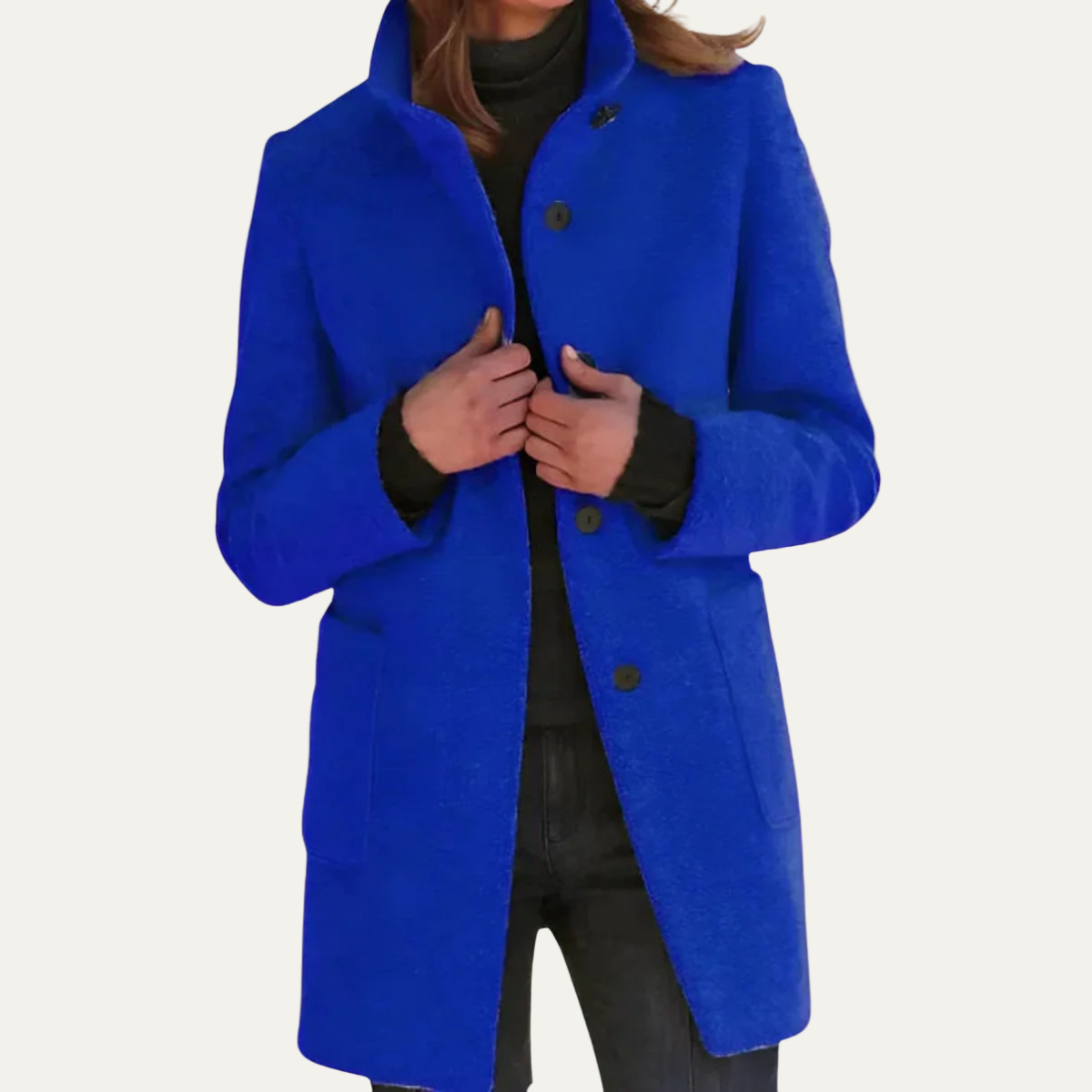 VogeLuxe | Women’s Elegant High-Collar Coat 1