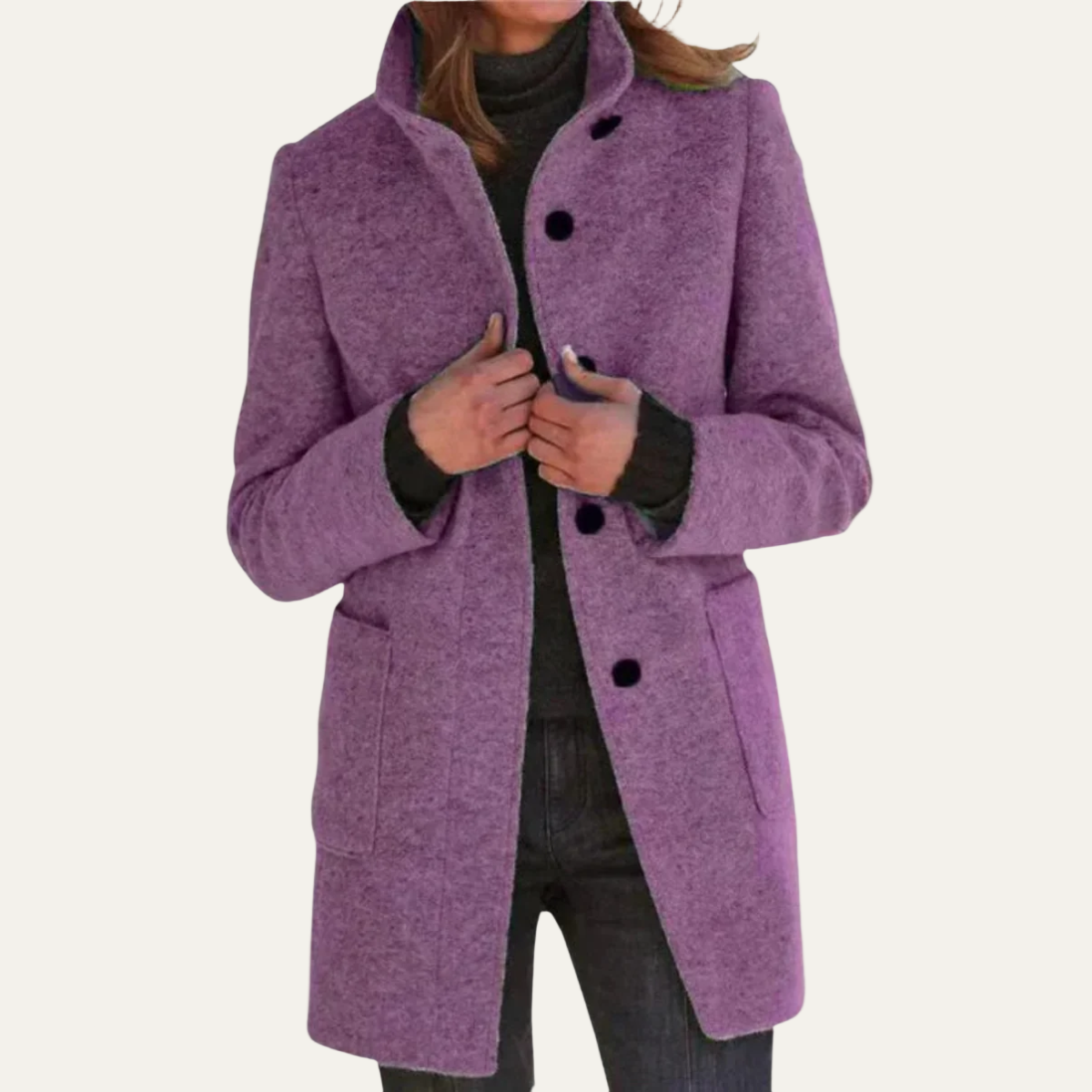 VogeLuxe | Women’s Elegant High-Collar Coat 2