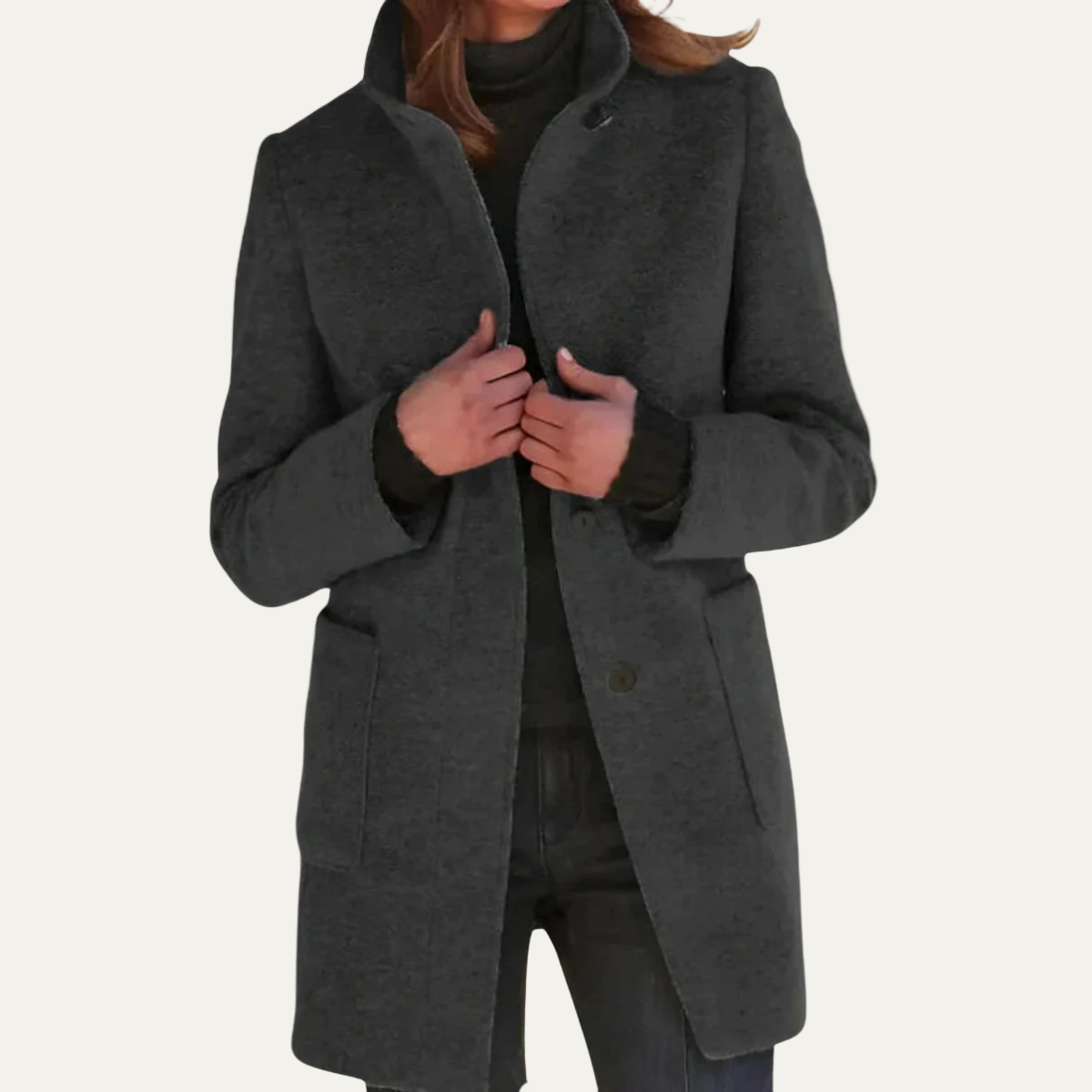 VogeLuxe | Women’s Elegant High-Collar Coat 3