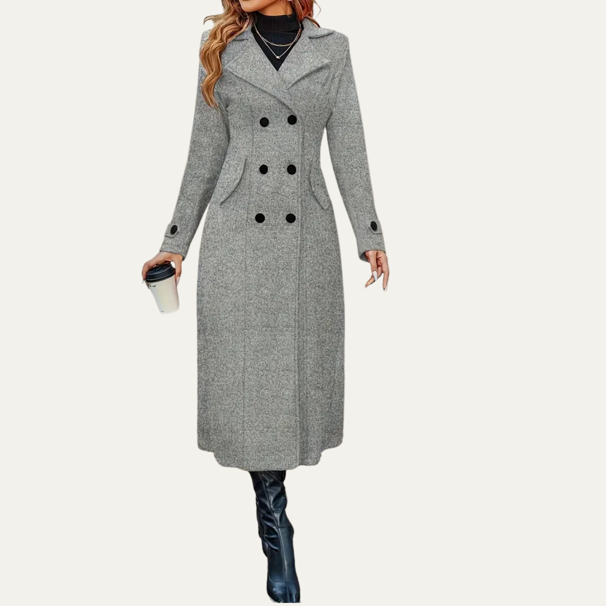 VogeLuxe | Women’s Elegant Long Double-Breasted Coat 0