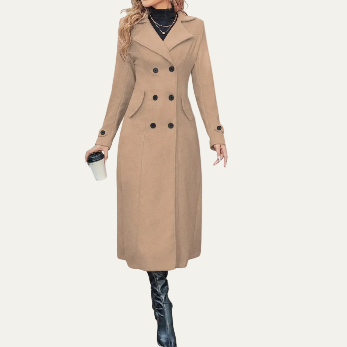 VogeLuxe | Women’s Elegant Long Double-Breasted Coat 2