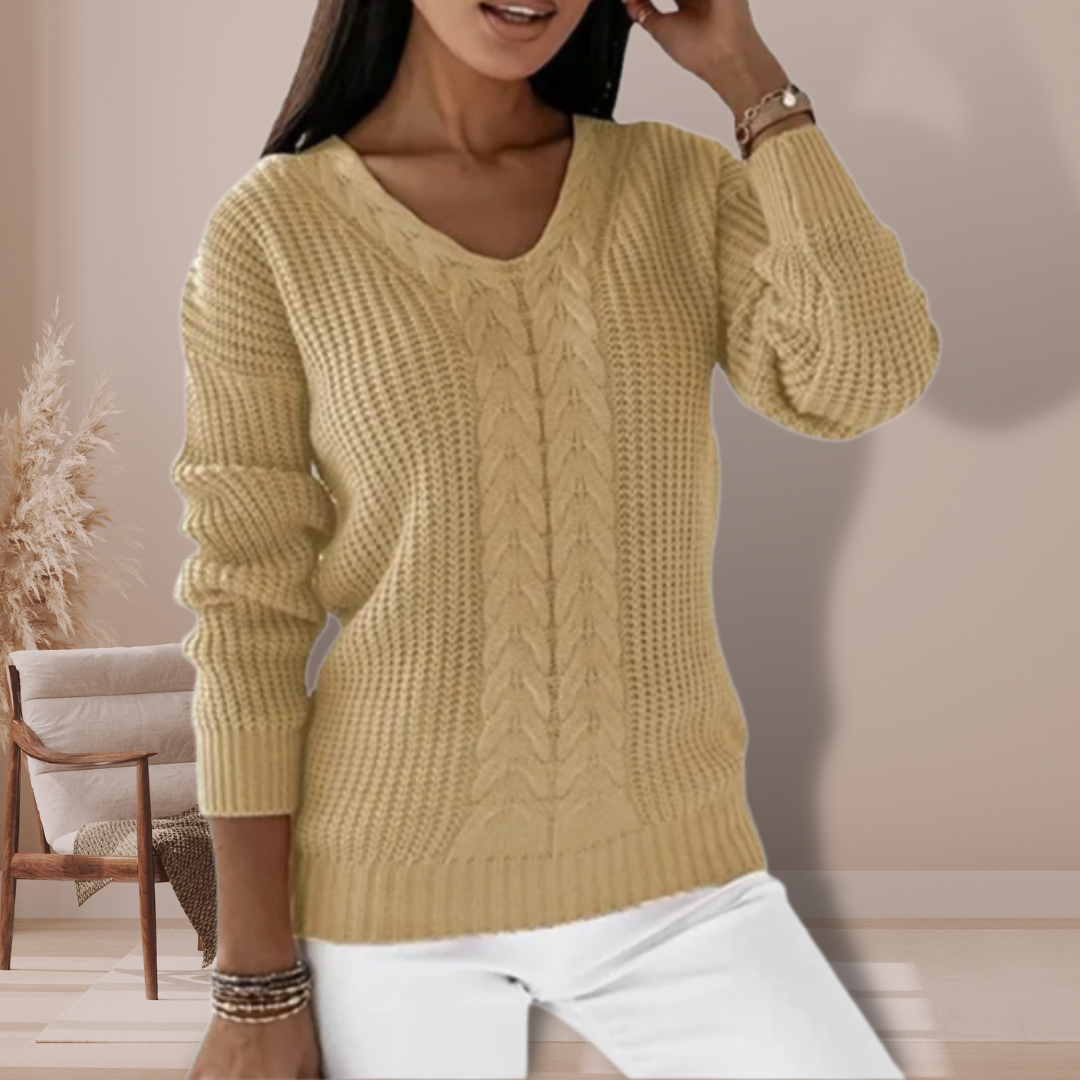 VogeLuxe | Women’s Elegant V Neck Pullover Sweater 1