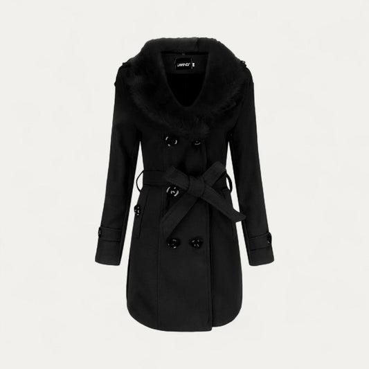 VogeLuxe | Women’s Faux Fur Collar Trench Coat 0