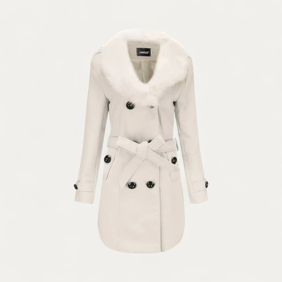 VogeLuxe | Women’s Faux Fur Collar Trench Coat 1