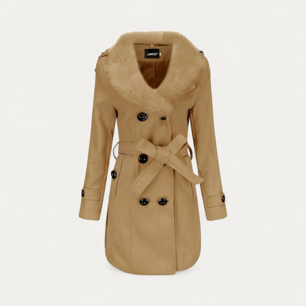 VogeLuxe | Women’s Faux Fur Collar Trench Coat 2