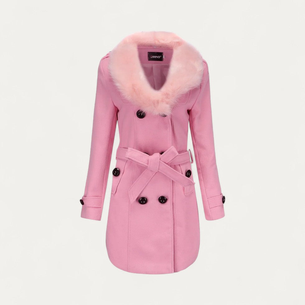 VogeLuxe | Women’s Faux Fur Collar Trench Coat 4