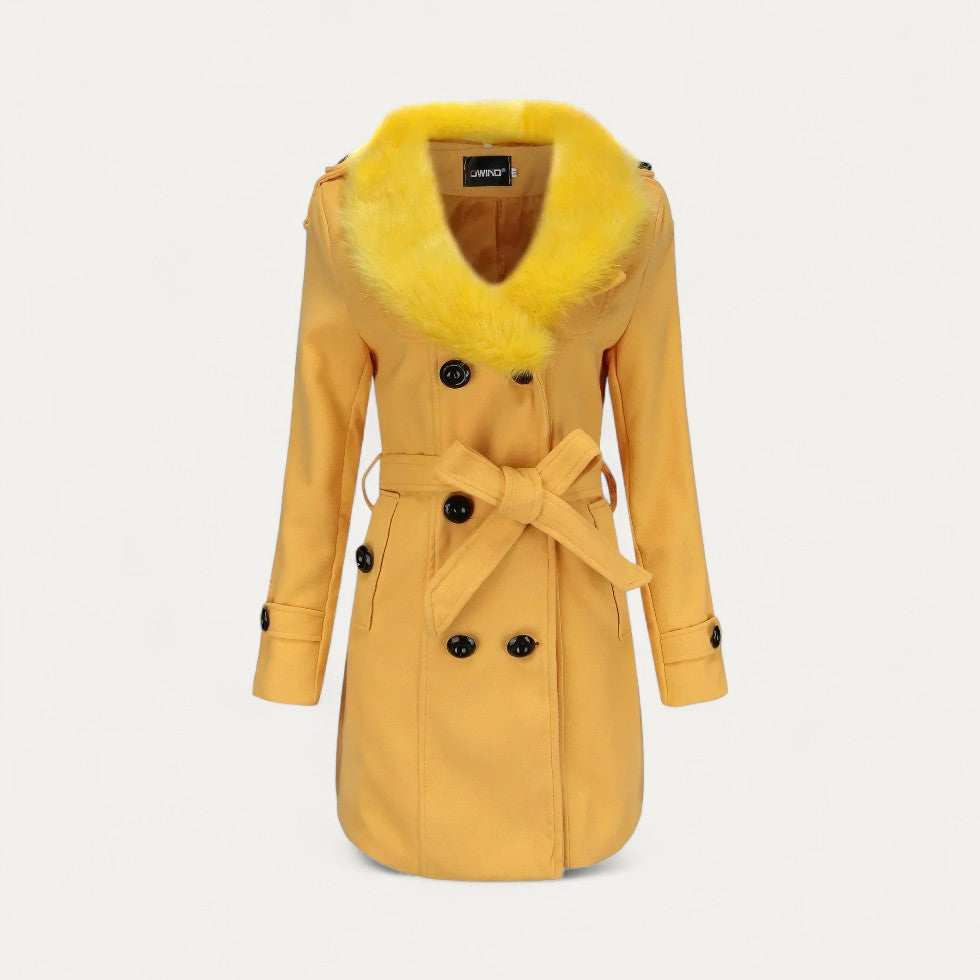 VogeLuxe | Women’s Faux Fur Collar Trench Coat 5