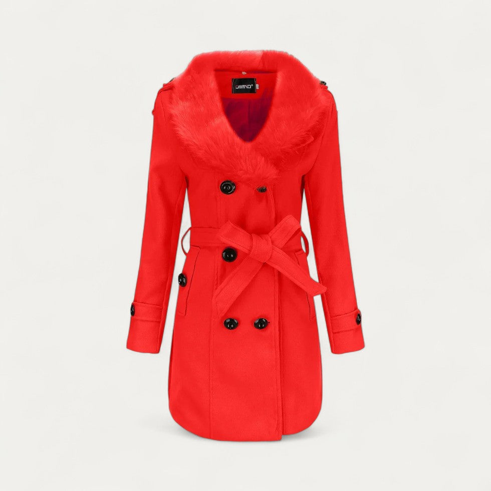 VogeLuxe | Women’s Faux Fur Collar Trench Coat 6