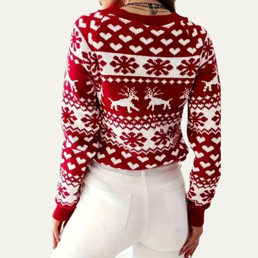 VogeLuxe | Women’s Festive Fair Isle Knit Sweater 1