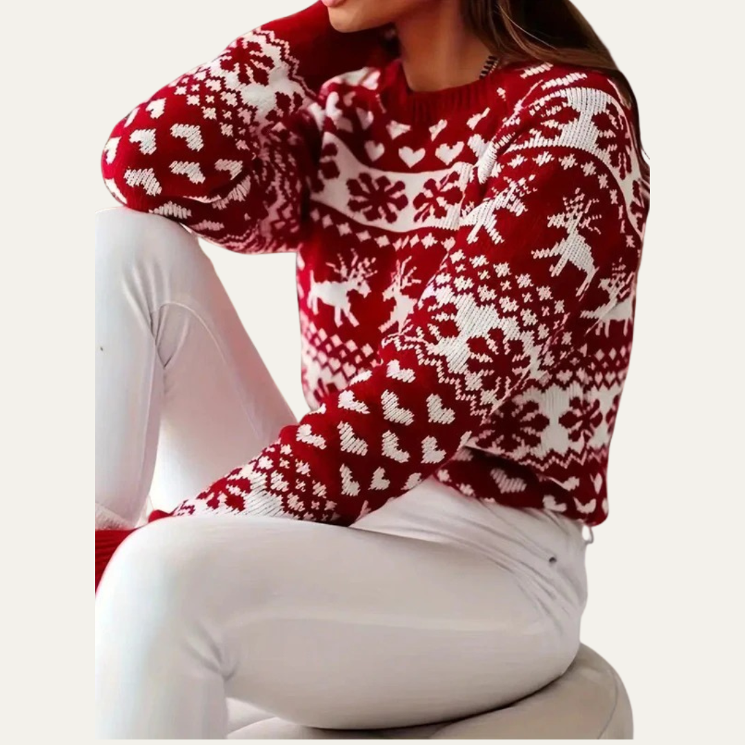 VogeLuxe | Women’s Festive Fair Isle Knit Sweater 3