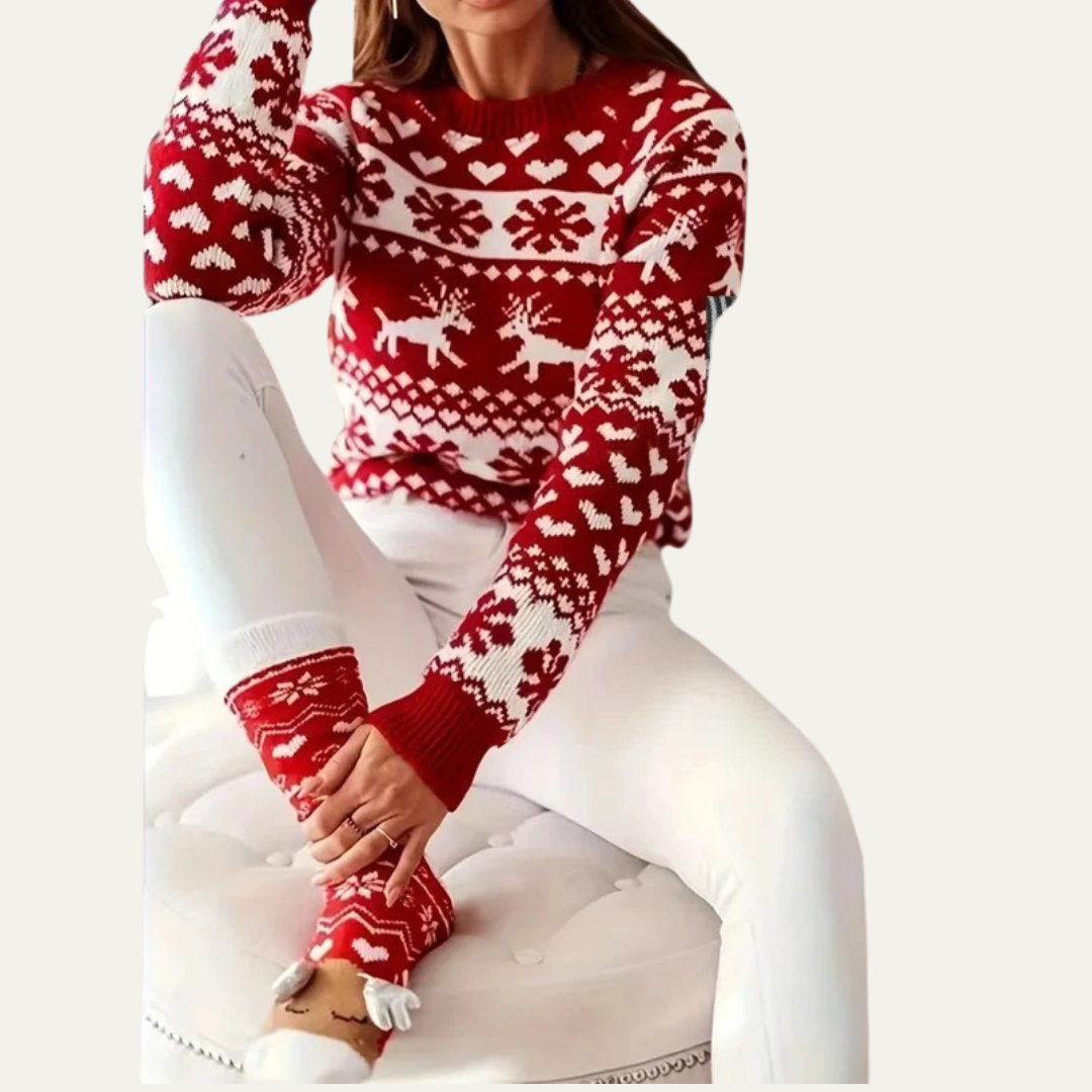 VogeLuxe | Women’s Festive Fair Isle Knit Sweater 4