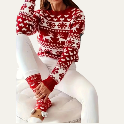 VogeLuxe | Women’s Festive Fair Isle Knit Sweater 4
