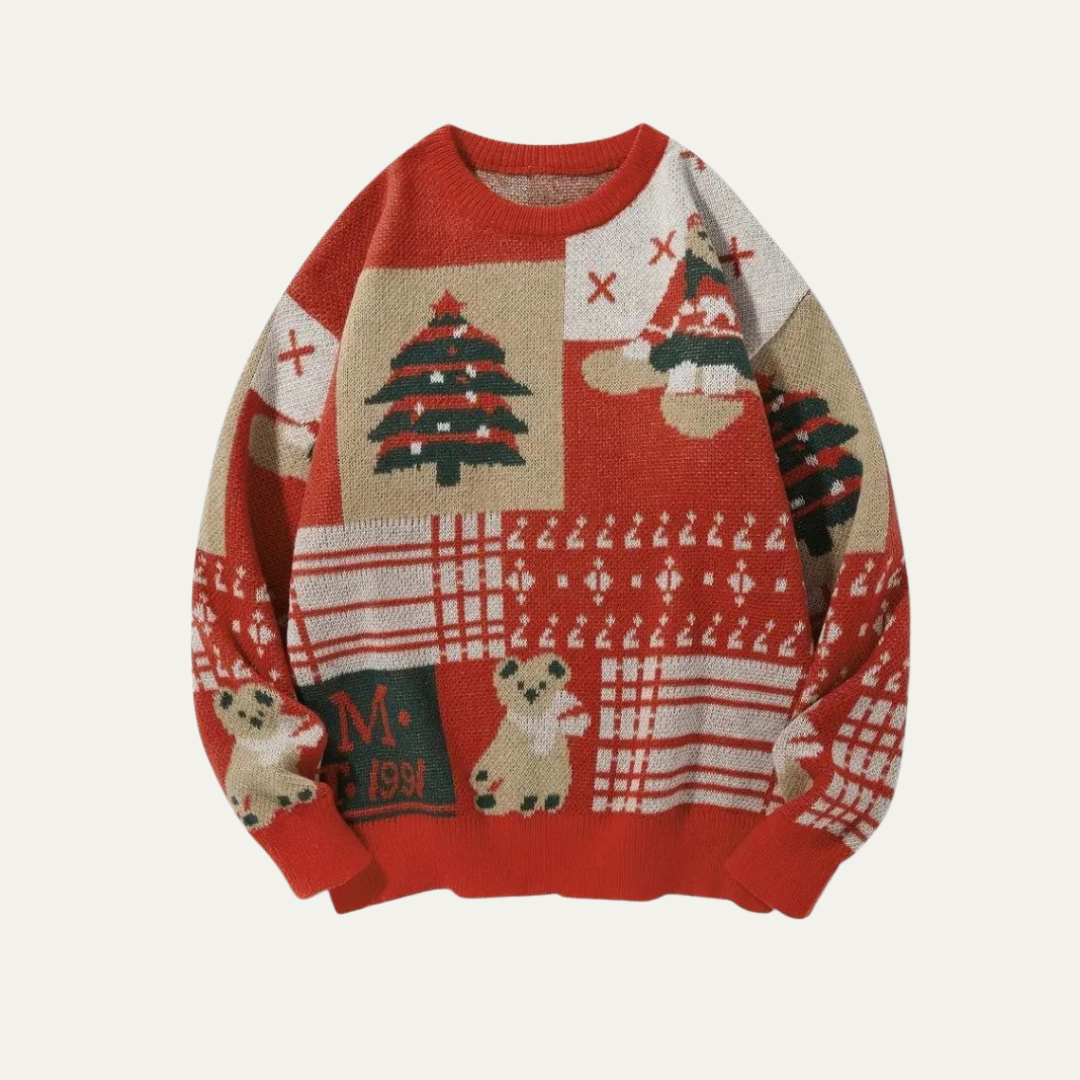 VogeLuxe | Women’s Festive Patchwork Christmas Knit Sweater 0