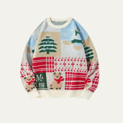 VogeLuxe | Women’s Festive Patchwork Christmas Knit Sweater 1