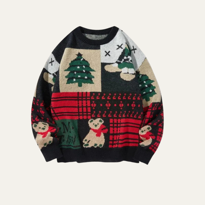 VogeLuxe | Women’s Festive Patchwork Christmas Knit Sweater 2