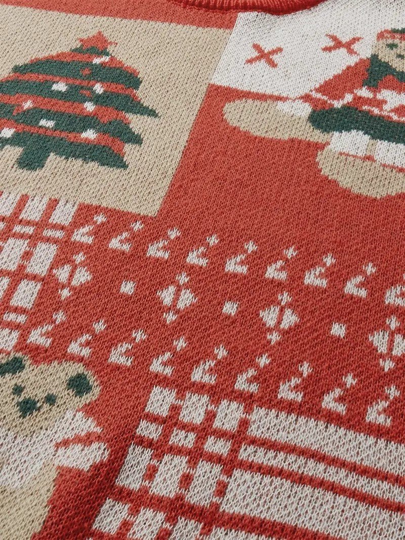 VogeLuxe | Women’s Festive Patchwork Christmas Knit Sweater 4