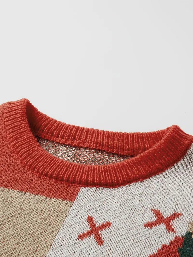 VogeLuxe | Women’s Festive Patchwork Christmas Knit Sweater 6