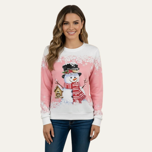 VogeLuxe | Women’s Festive Snowman Crewneck Sweatshirt 0