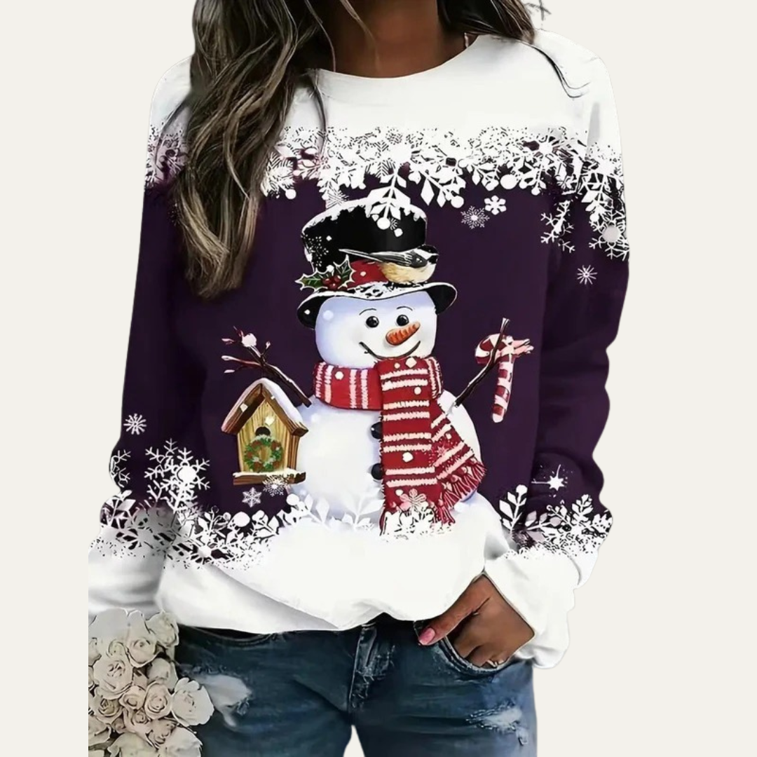 VogeLuxe | Women’s Festive Snowman Crewneck Sweatshirt 10